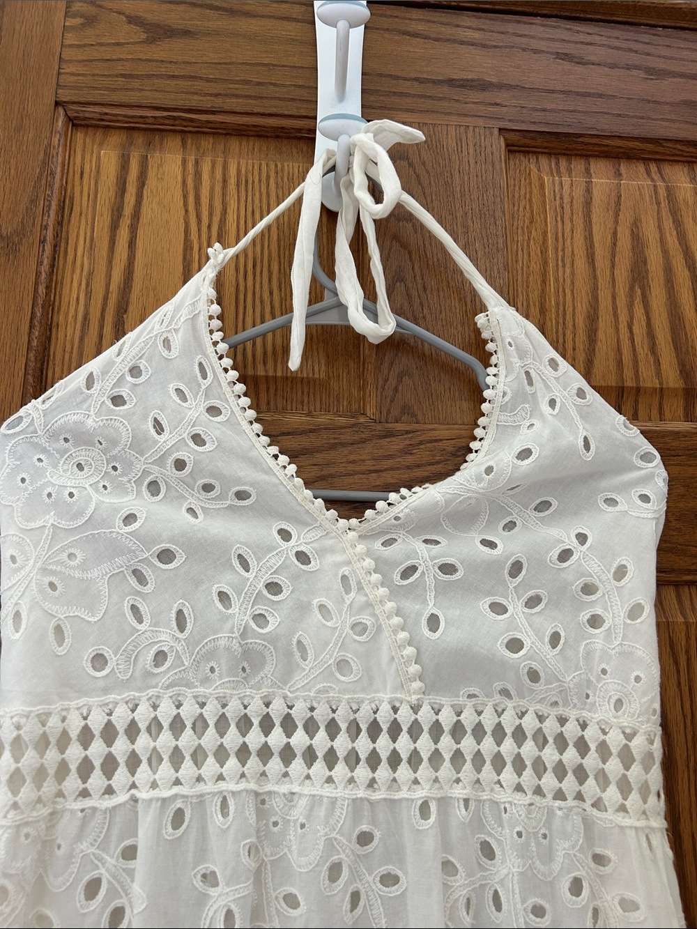NWT  White Eyelet Halter Maxi Dress image 3